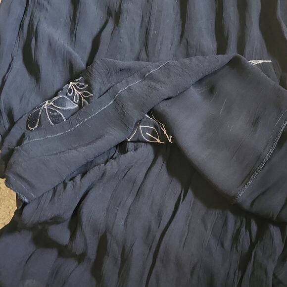 French Connection Women's Black Floral Embroidered Midi Sleeveless Dress Size 10 - Picture 8 of 11